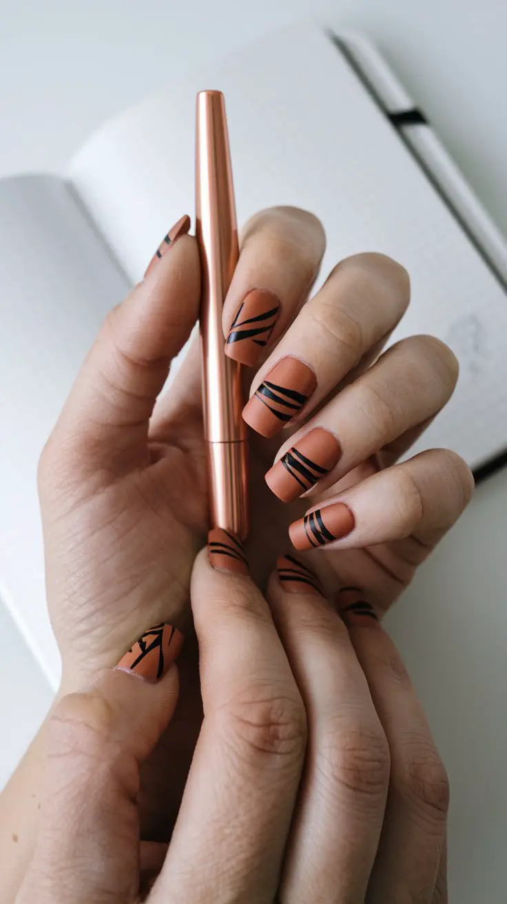 Burnt Orange Geometric (That’s Basically Nail Architecture)