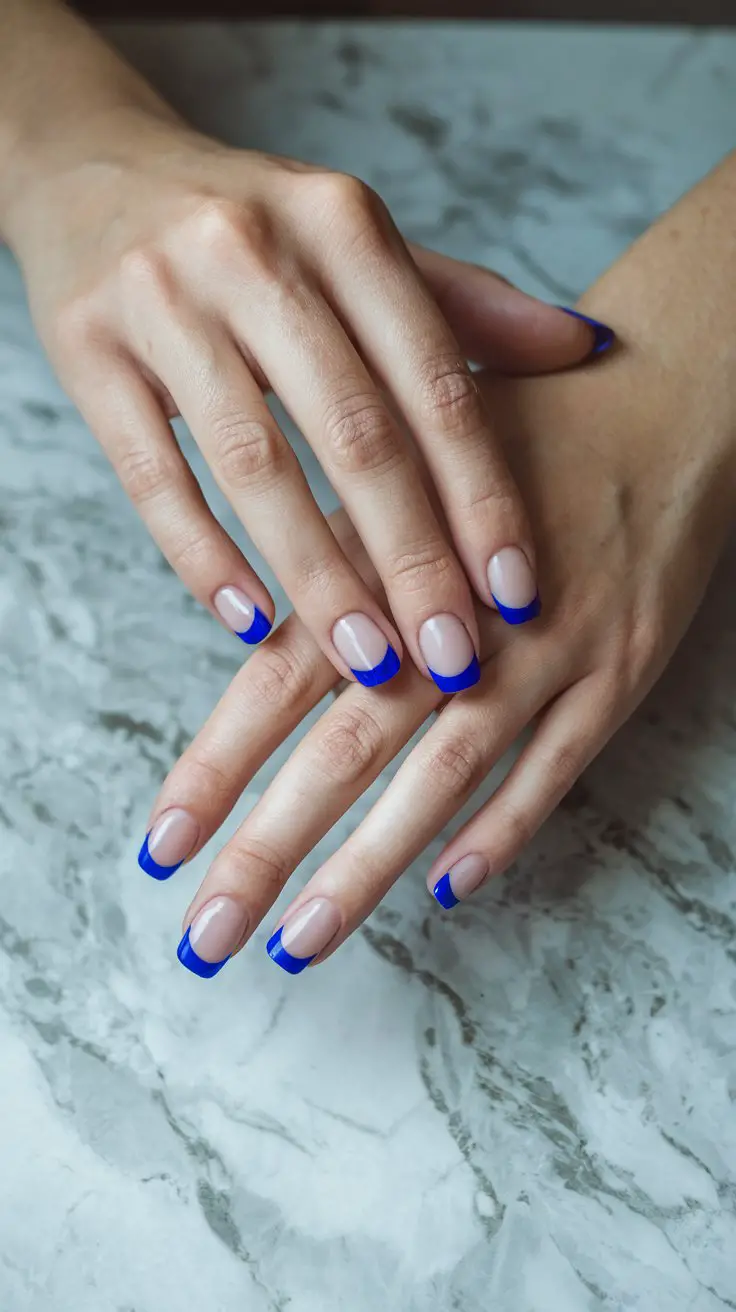 Classic Royal Blue French Tips (That Are Anything But Basic)