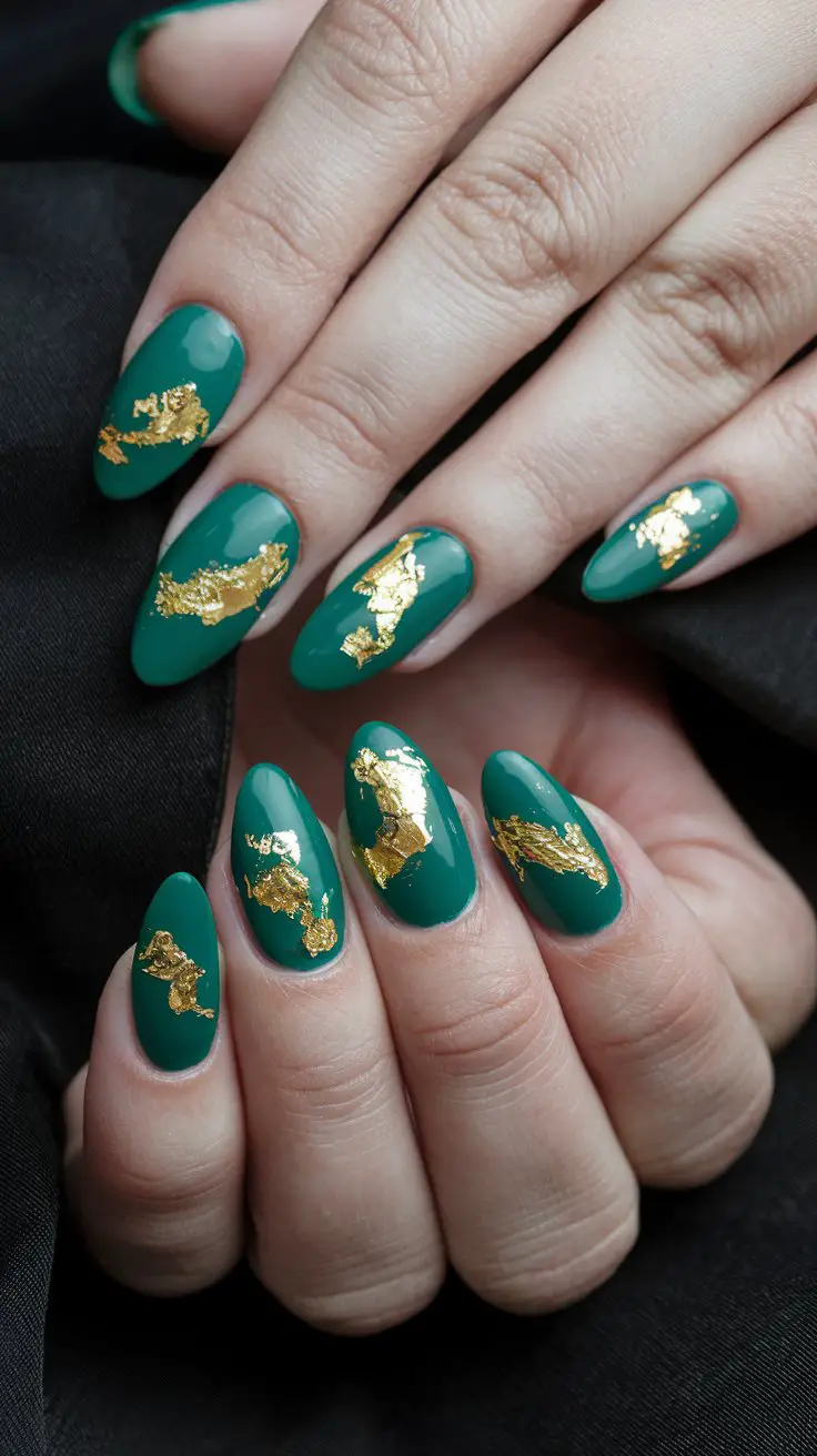 Deep Jade With Gold Flakes (That Look Like You Robbed A Jewelry Store)