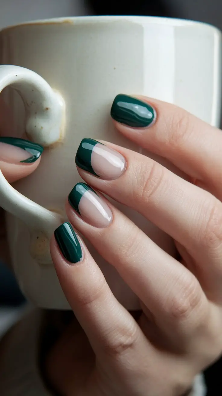 Forest Green French Tips (That Put Regular French Tips To Shame)