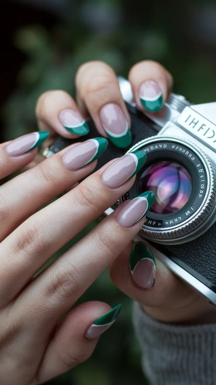 Forest Green French Tips (That Say “I’m Traditional But Make It Fashion”)