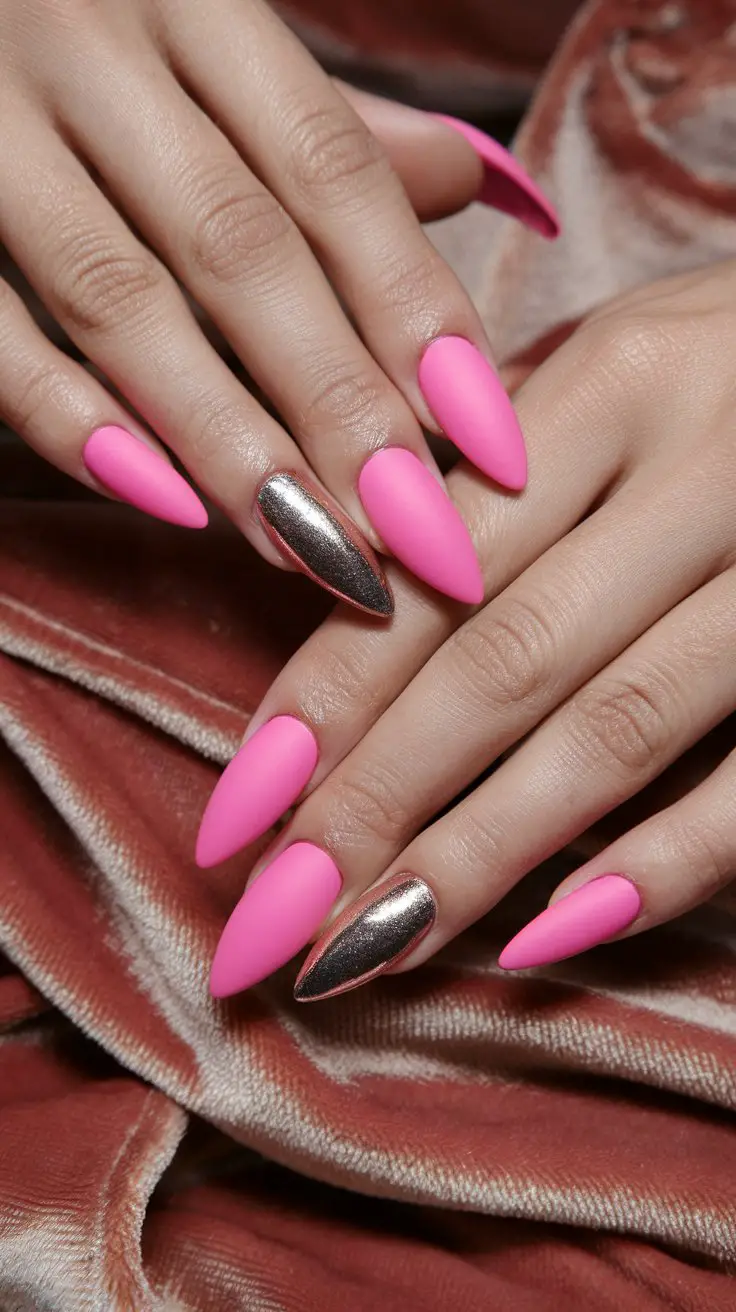 Matte Hot Pink with Glossy Accent (That’s Giving Textural Perfection)