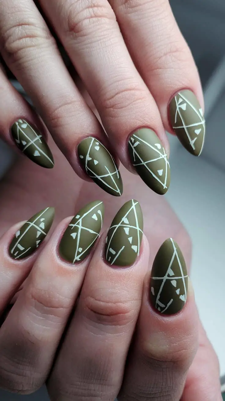 Olive Green and White Geometric (That Screams “I Have a Design Eye”)