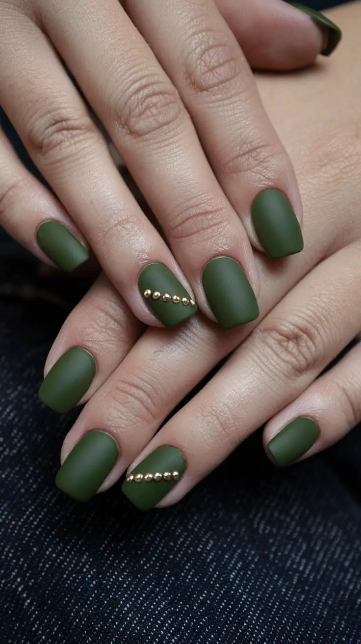 Olive Green with Tiny Gold Studs (That Add Just Enough Edge)
