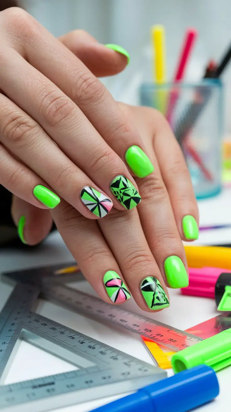 Highlighter Green Geometric Patterns (For Your Inner Math Genius Meets Artist)