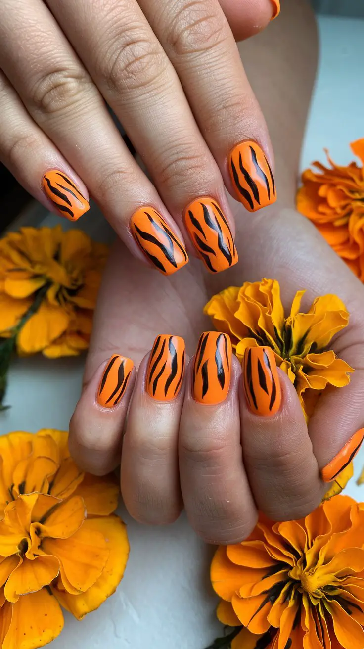 Neon Orange Tiger Stripes (Because You're Obviously a Wild Child)
