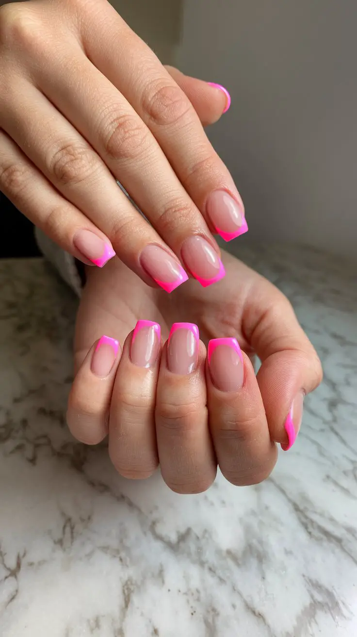 Neon Pink French Tips (With a Twist That Breaks All the Rules)