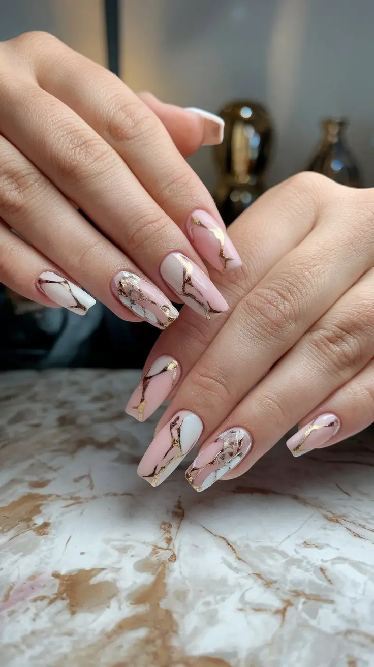 Pink and White Marble (That Looks Like Expensive Countertops But On Your Fingers)