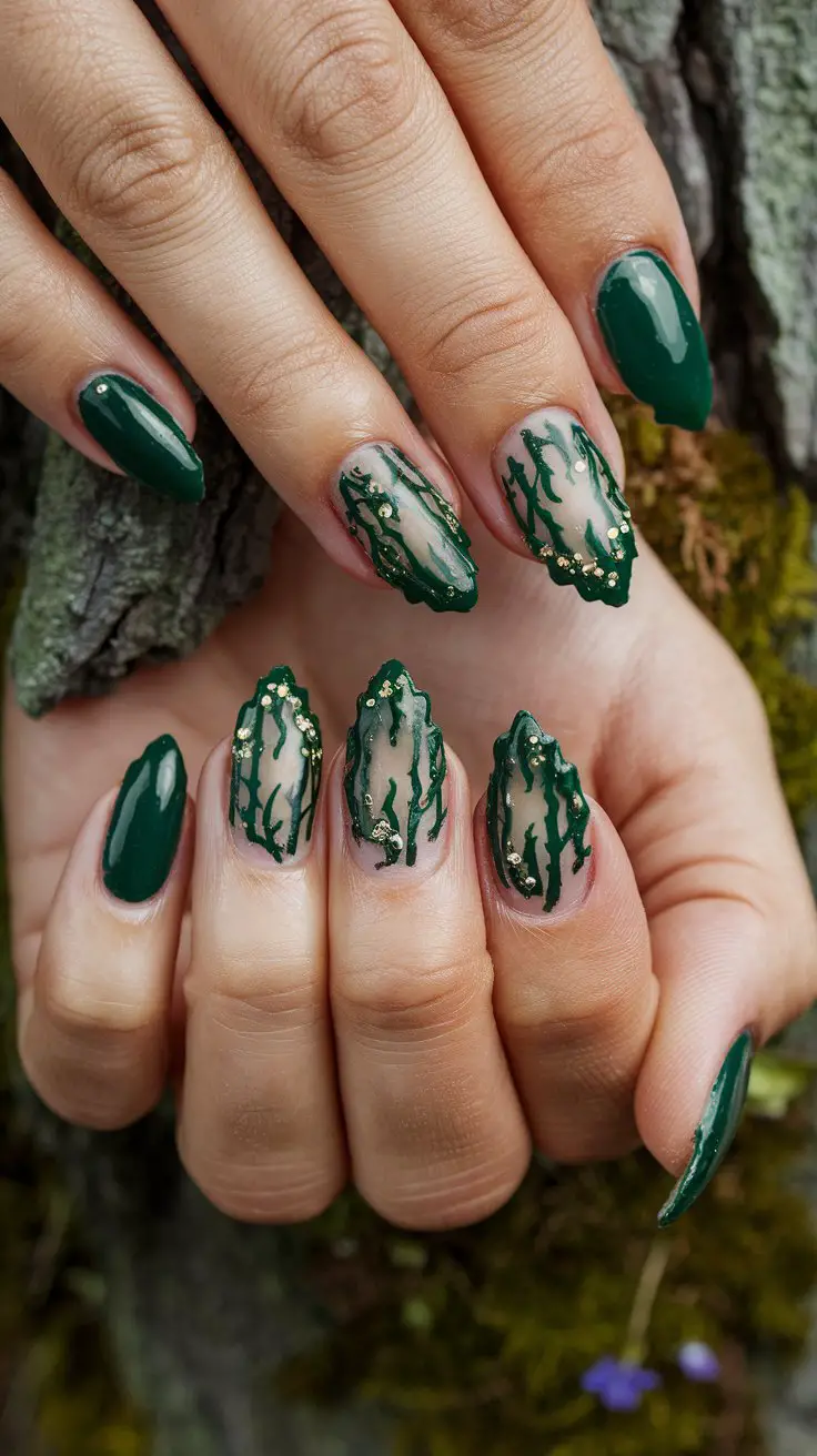 Enchanted Forest Tips (Because French Manicures Got a Glow-Up)