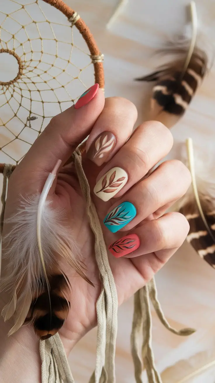Feather Fantasy Nails (That Look Like You Caught Dreams on Your Fingertips)