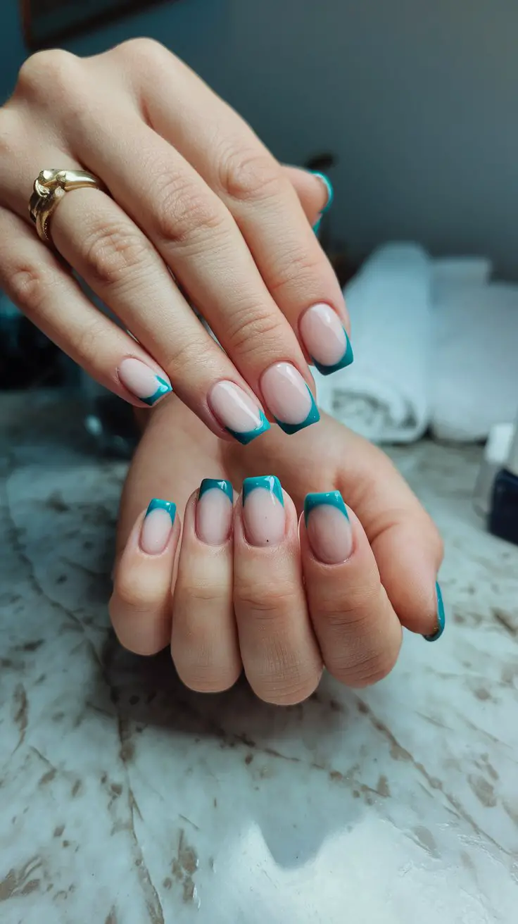 Minimalist Teal French Tips (Because Sometimes Less Is Actually More)