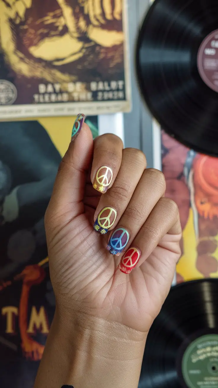 Peace Sign Paradise Nails (Because Good Vibes Only, Always)