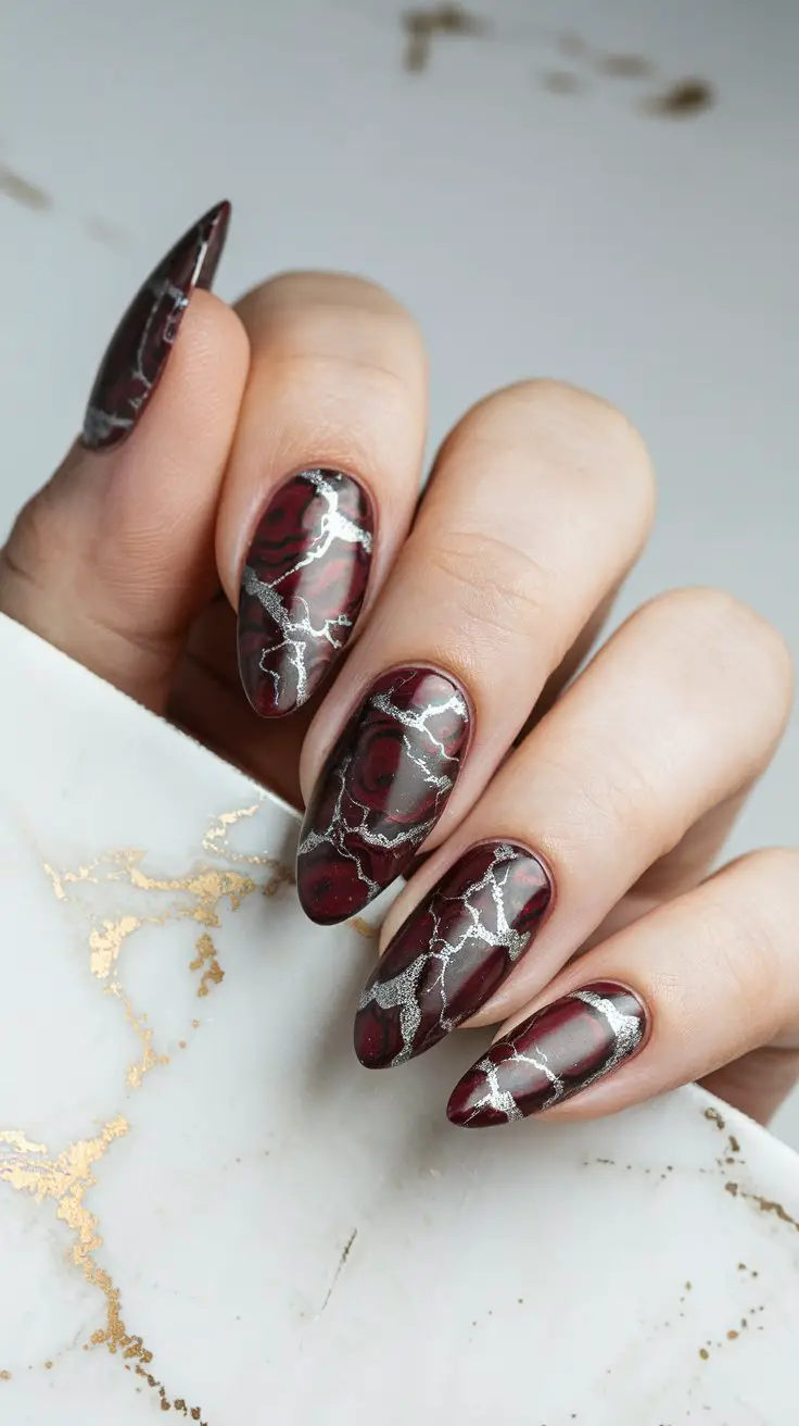Red and Silver Marble Effect (That Looks Like Precious Stone)