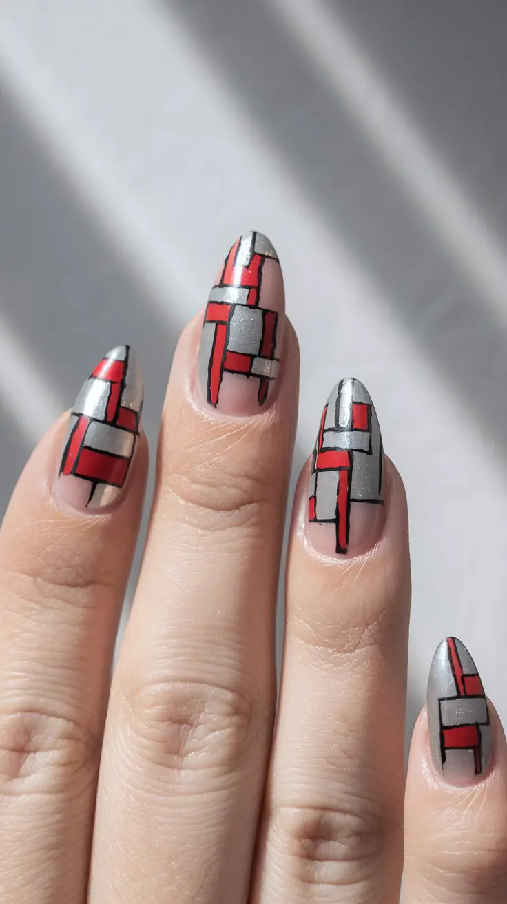 Red and Silver Negative Space Design (That’s Giving Modern Art Vibes)