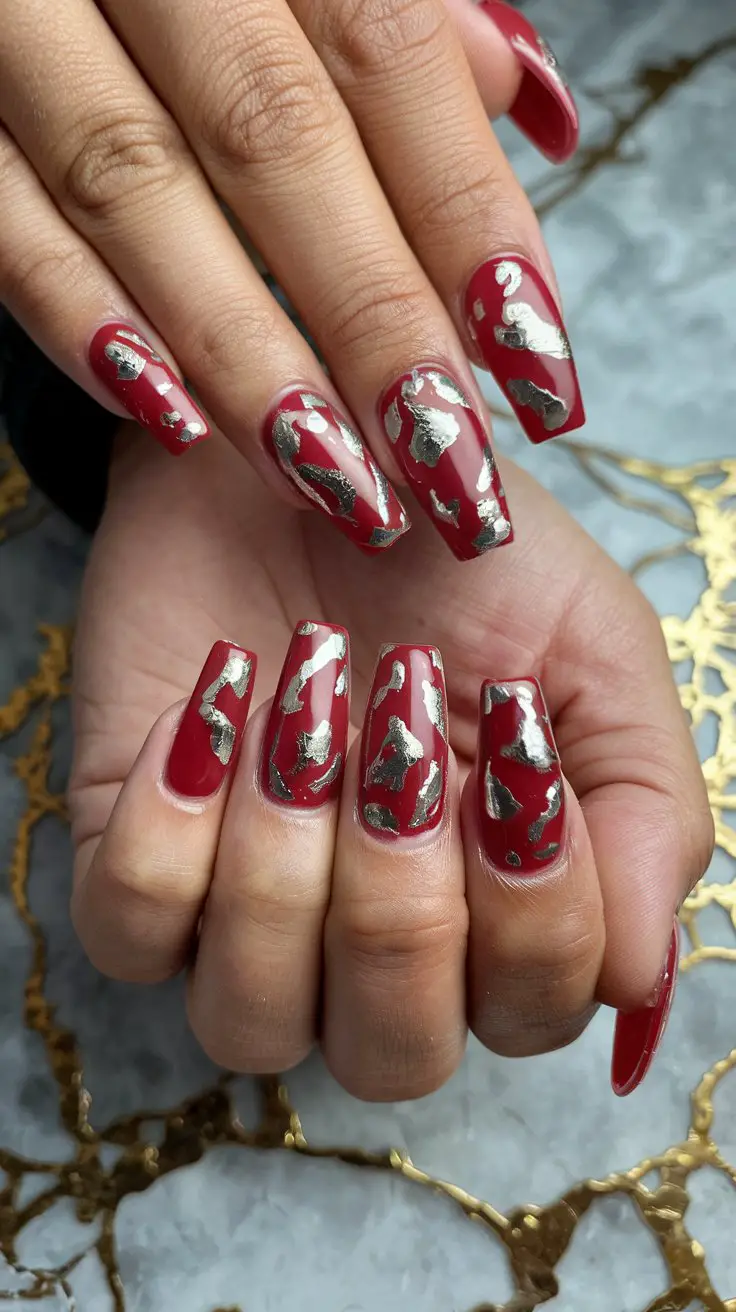 Silver Foil Accent on Red Base (That’s Pure Luxury Vibes)