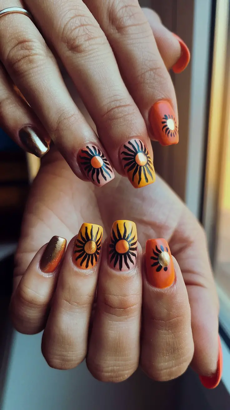 Sunburst Goddess Nails (That Radiate Main Character Energy)
