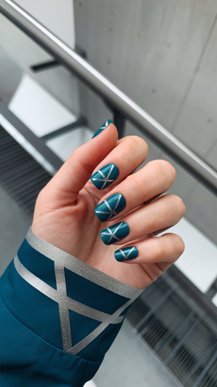 Teal Blue with Silver Striping Tape (That’s Giving Geometric Perfection)