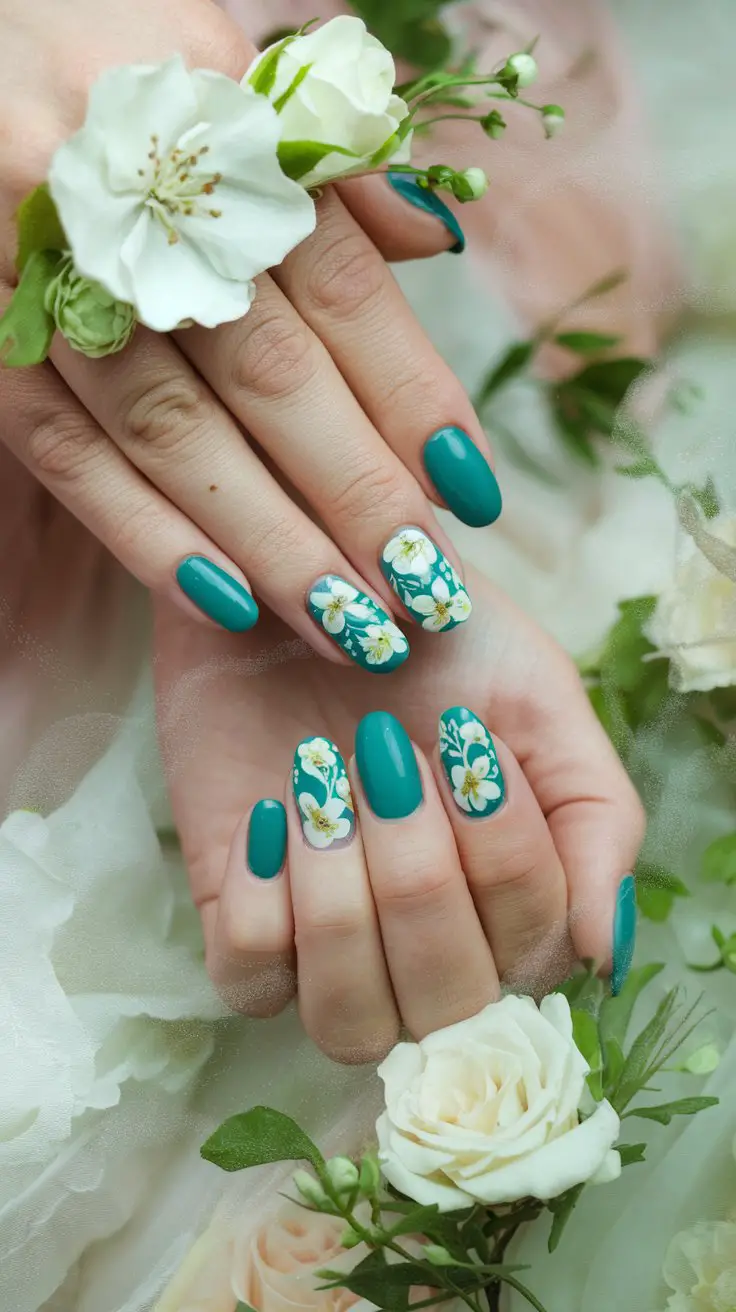 Teal Floral Delicacy (Because Sometimes You Need Flowers On Your Fingertips)
