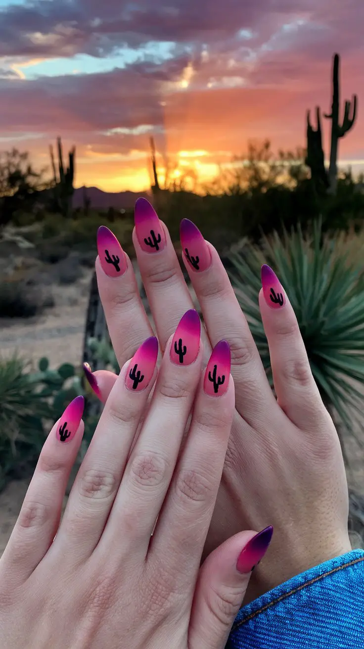 Sunset Ombre with Cactus Silhouettes (Desert Vibes for Days)