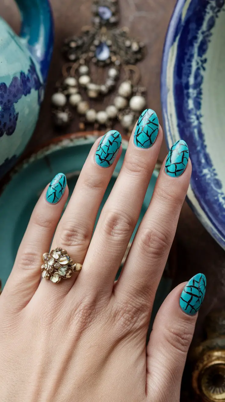 Turquoise Crackle Effect (That’s Giving Vintage Pottery Vibes)