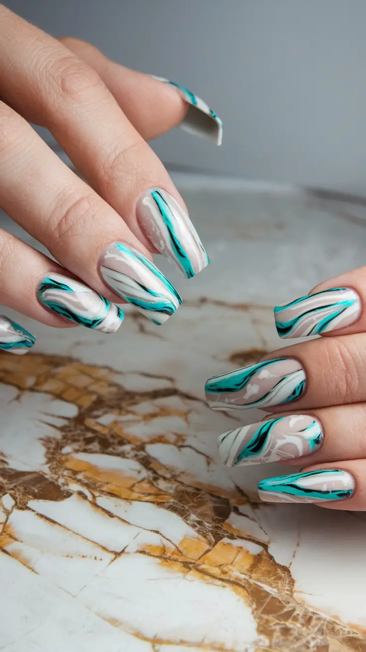 Turquoise Marble Effect (That’s Giving Luxury Spa Vibes)