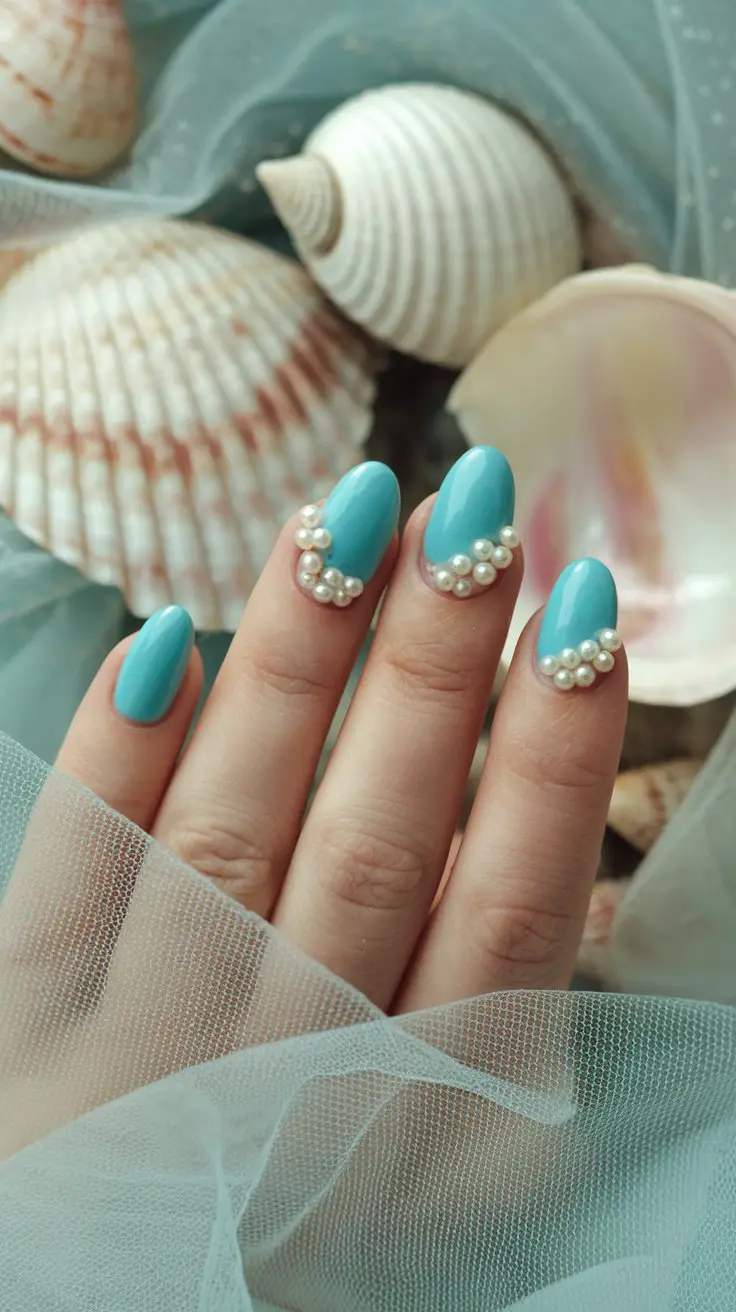 Turquoise with Pearl Accents (That Says “Mermaid Princess”)