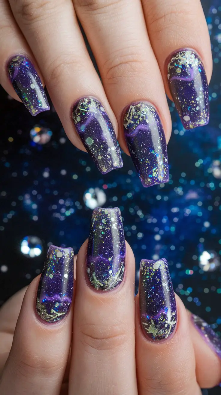 Glittery Galaxy Deep Purple (That’s Basically Outer Space on Your Fingertips)