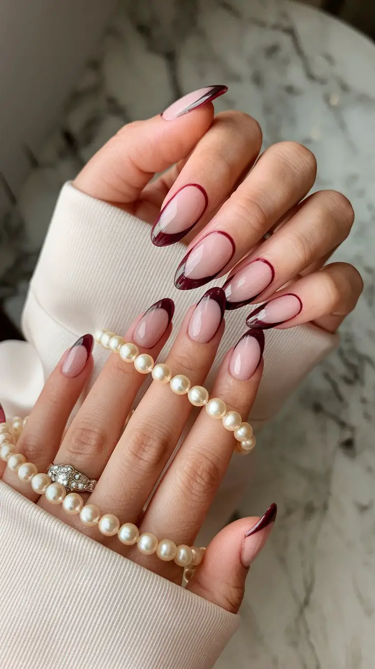 Burgundy Cat Eye French Tips (That Modernize a Classic Like Nobody’s Business)