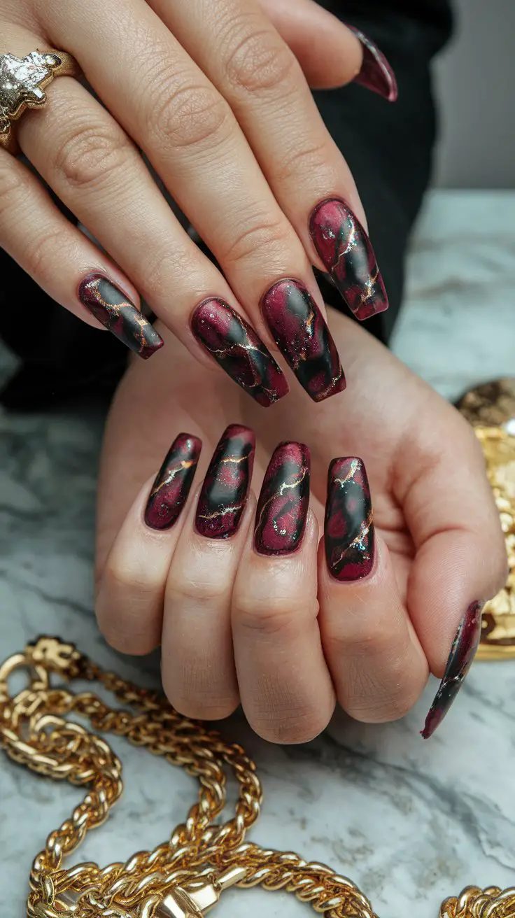 Burgundy Cat Eye Marble (That Looks Like You Dipped Your Nails in Liquid Luxury)