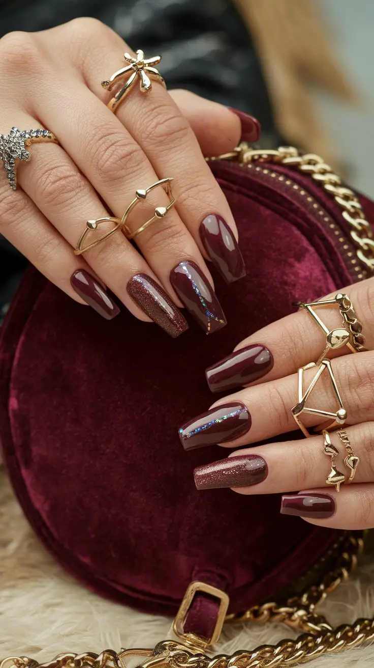 Burgundy Cat Eye with Gold Foil Accents (That Screams “I’m Rich, Even If My Bank Account Says Otherwise”)