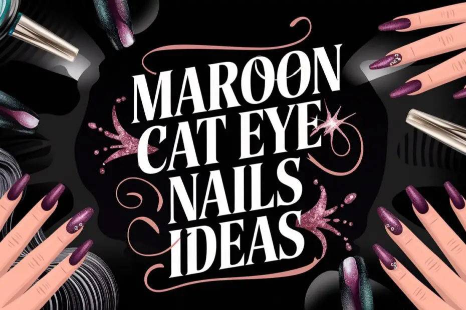 Maroon Cat Eye Nails