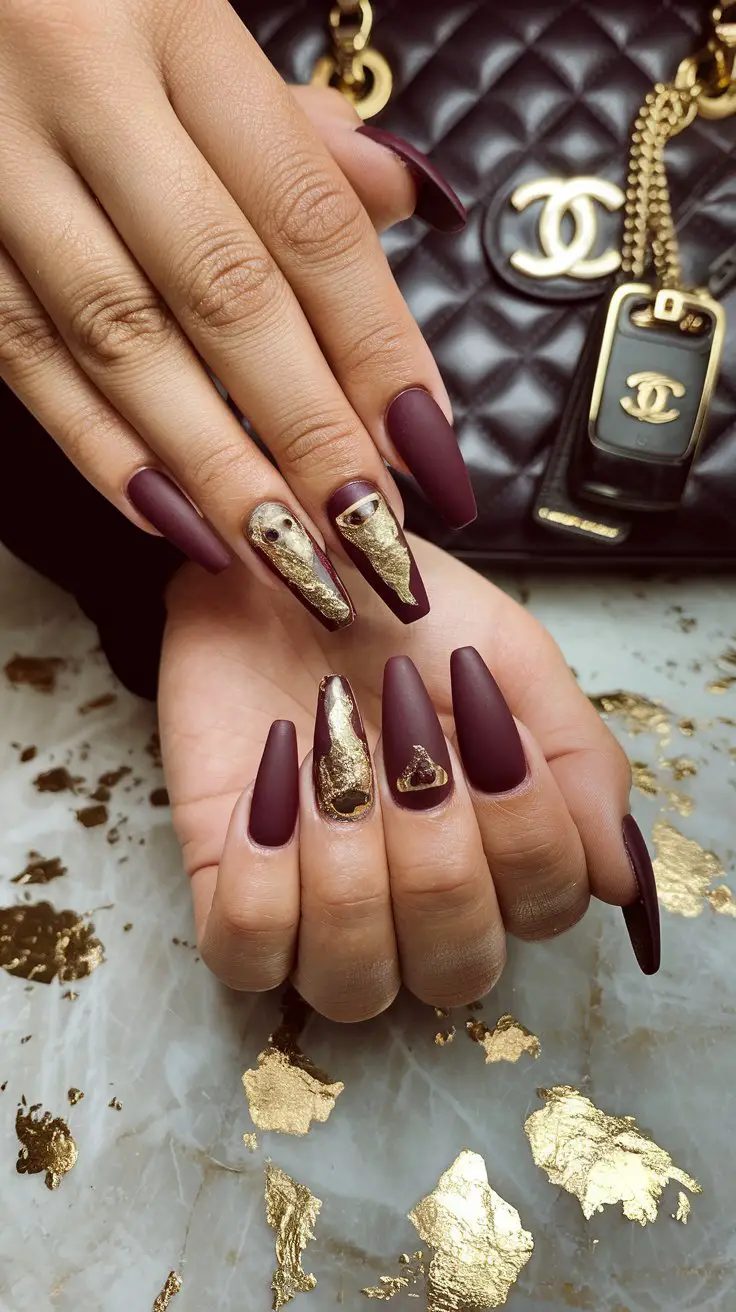 Maroon Cat Eye with Gold Foil Accents (For When Subtle Isn’t In Your Vocabulary)