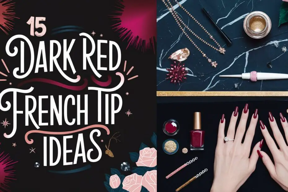 Dark Red French Tip Nails