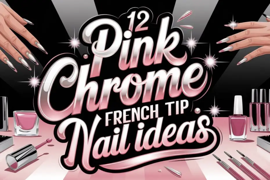 Pink Chrome French Tip Nails