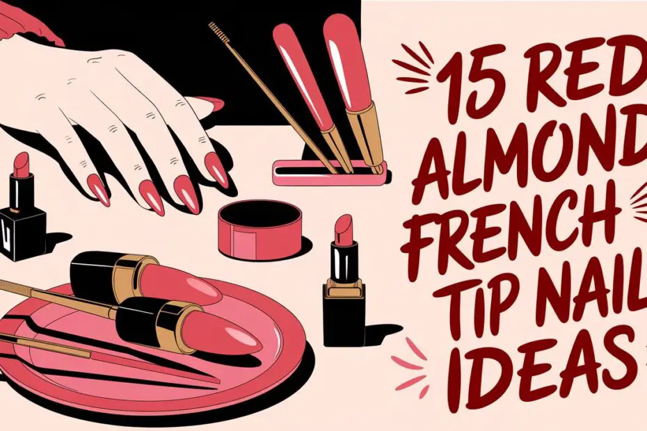 Red Almond French Tip Nail