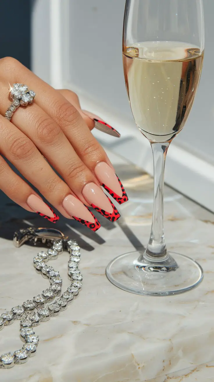 Red Leopard French Tips (That Said “Yes” To Tradition, Then Made It Cooler)