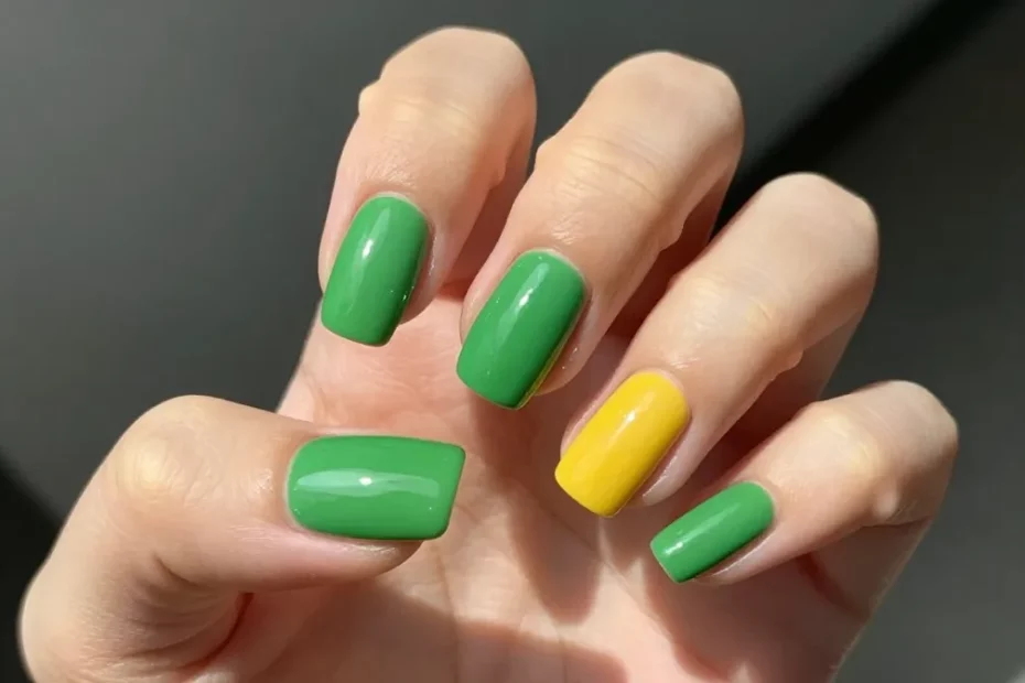 7 Green And Yellow Nails That Look Like Little Bursts Of Sunshine